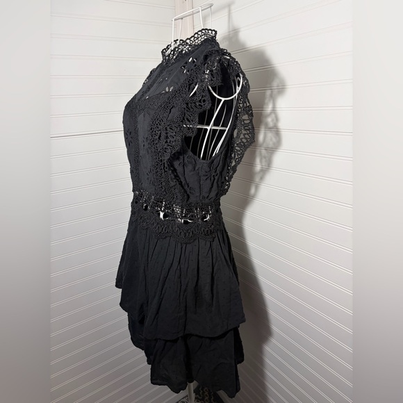 Entro Black Crochet Eyelet Mini Dress - Picture 6 of 7